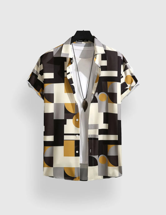 Men's Geometric Modern Abstract Style - Printed Half Sleeve Shirt