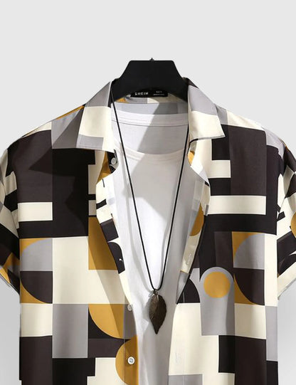 Men's Geometric Modern Abstract Style - Printed Half Sleeve Shirt