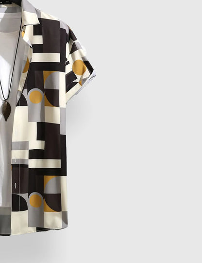 Men's Geometric Modern Abstract Style - Printed Half Sleeve Shirt
