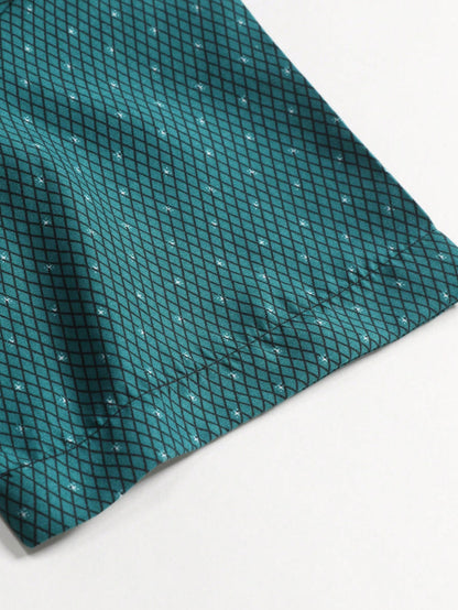 Men's Green Slim Fit Printed Short Sleeve Shirt