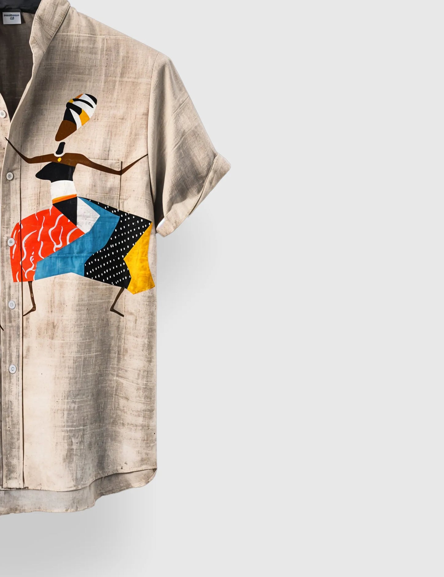 Men's Khaki Ethnic Dancer Graphic - Printed Half Sleeve Shirt