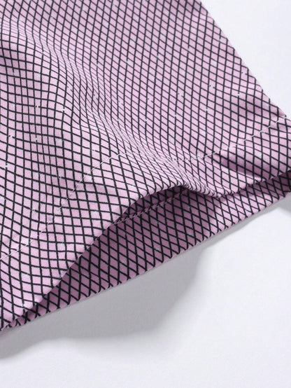 Men's Lavender Slim Fit Printed Short Sleeve Shirt