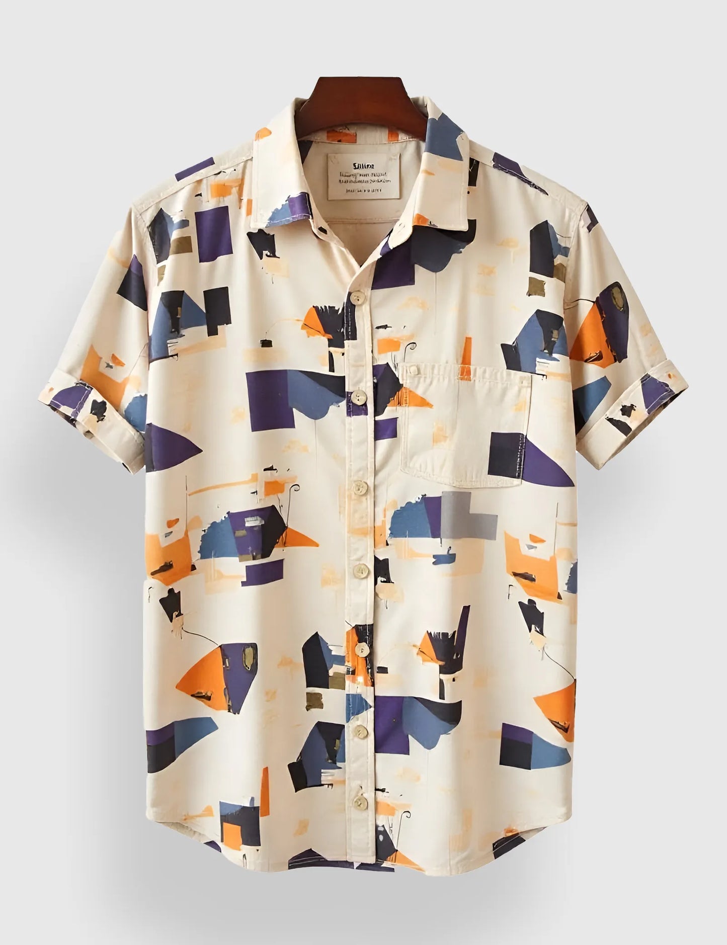 Men's Light Abstract Geometric Print – Printed Half Sleeve Shirt