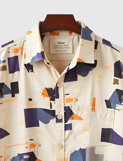 Men's Light Abstract Geometric Print – Printed Half Sleeve Shirt