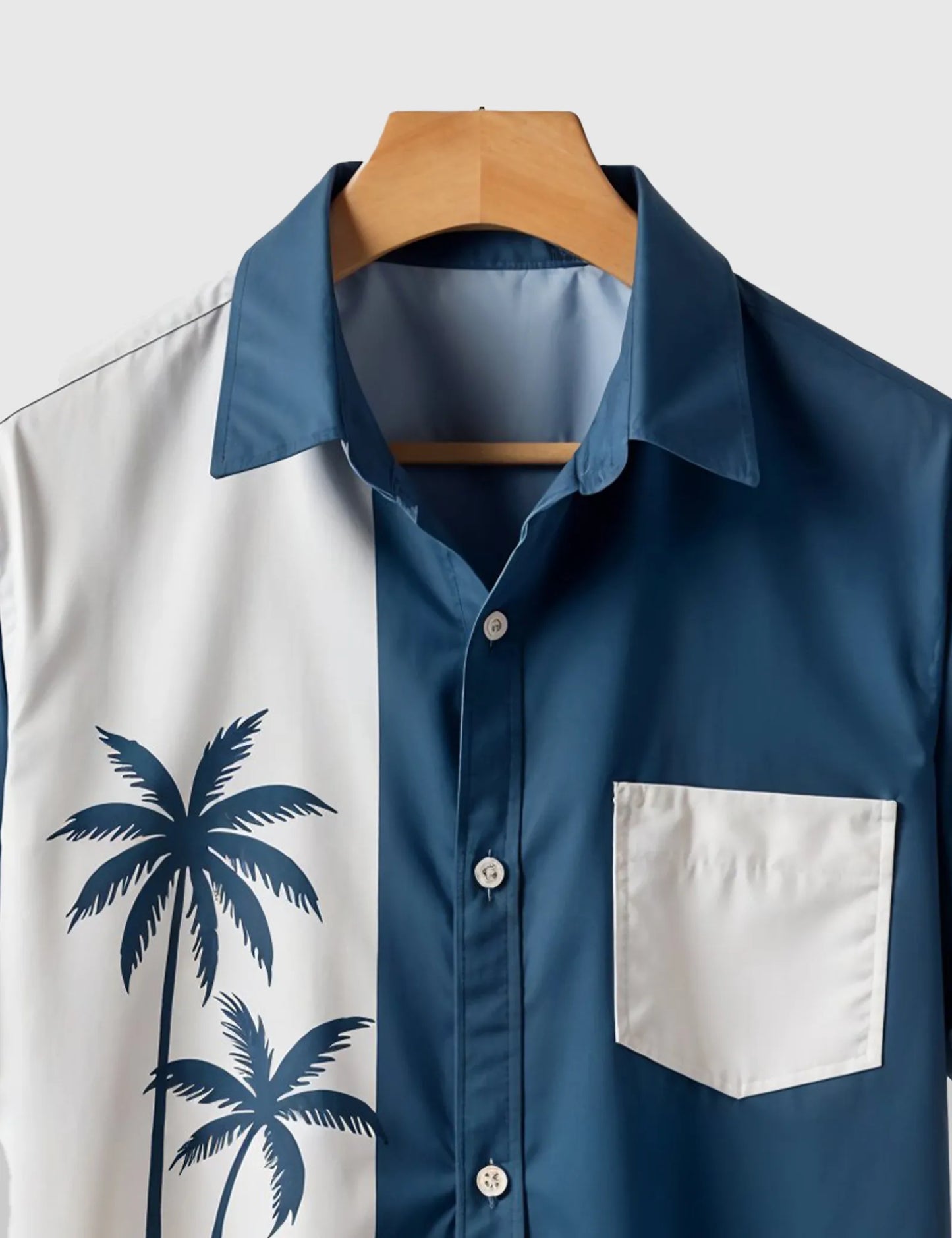 Men's Light Blue Palm Tree – Printed Half Sleeve Shirt