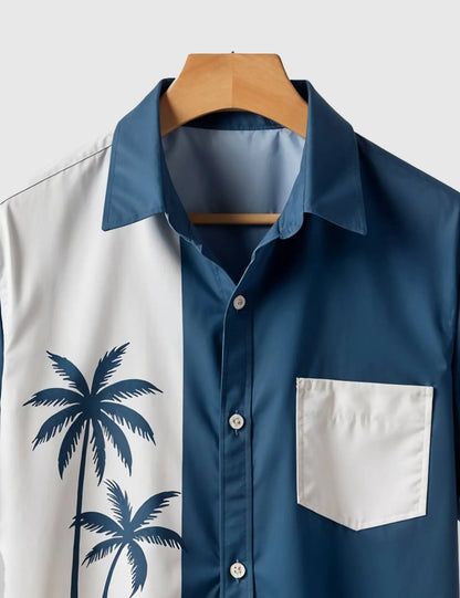 Men's Light Blue Palm Tree – Printed Half Sleeve Shirt