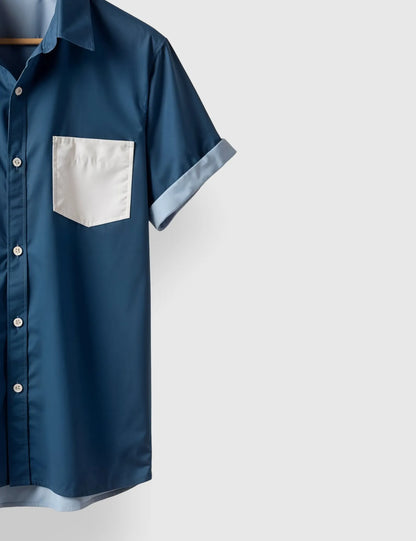 Men's Light Blue Palm Tree – Printed Half Sleeve Shirt