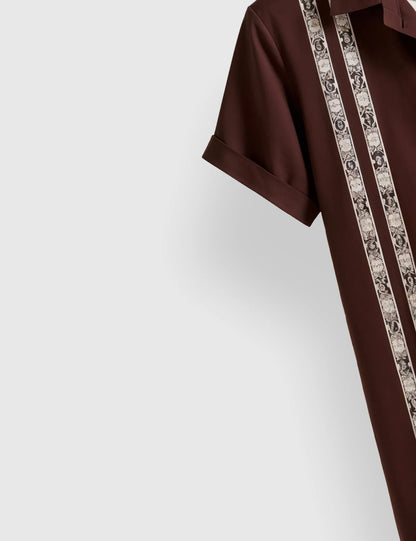 Men's Maroon Tribal Stripe – Printed Half Sleeve Shirt