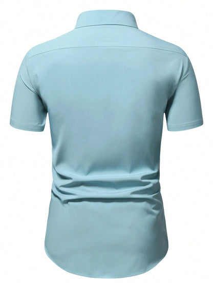 Men's Mint Green Slim Fit Short Sleeve Casual Shirt