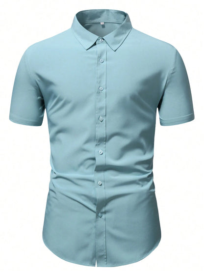 Men's Mint Green Slim Fit Short Sleeve Casual Shirt