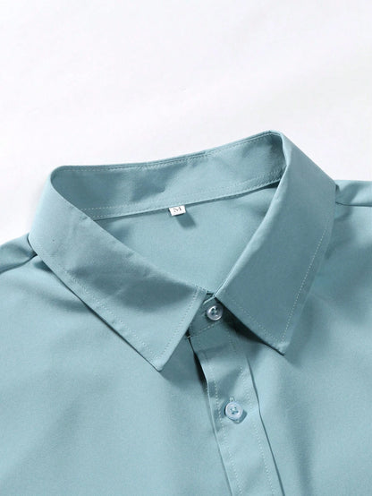 Men's Mint Green Slim Fit Short Sleeve Casual Shirt