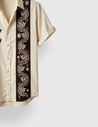 Men's Off White Africa Map Tribal - Printed Half Sleeve Shirt