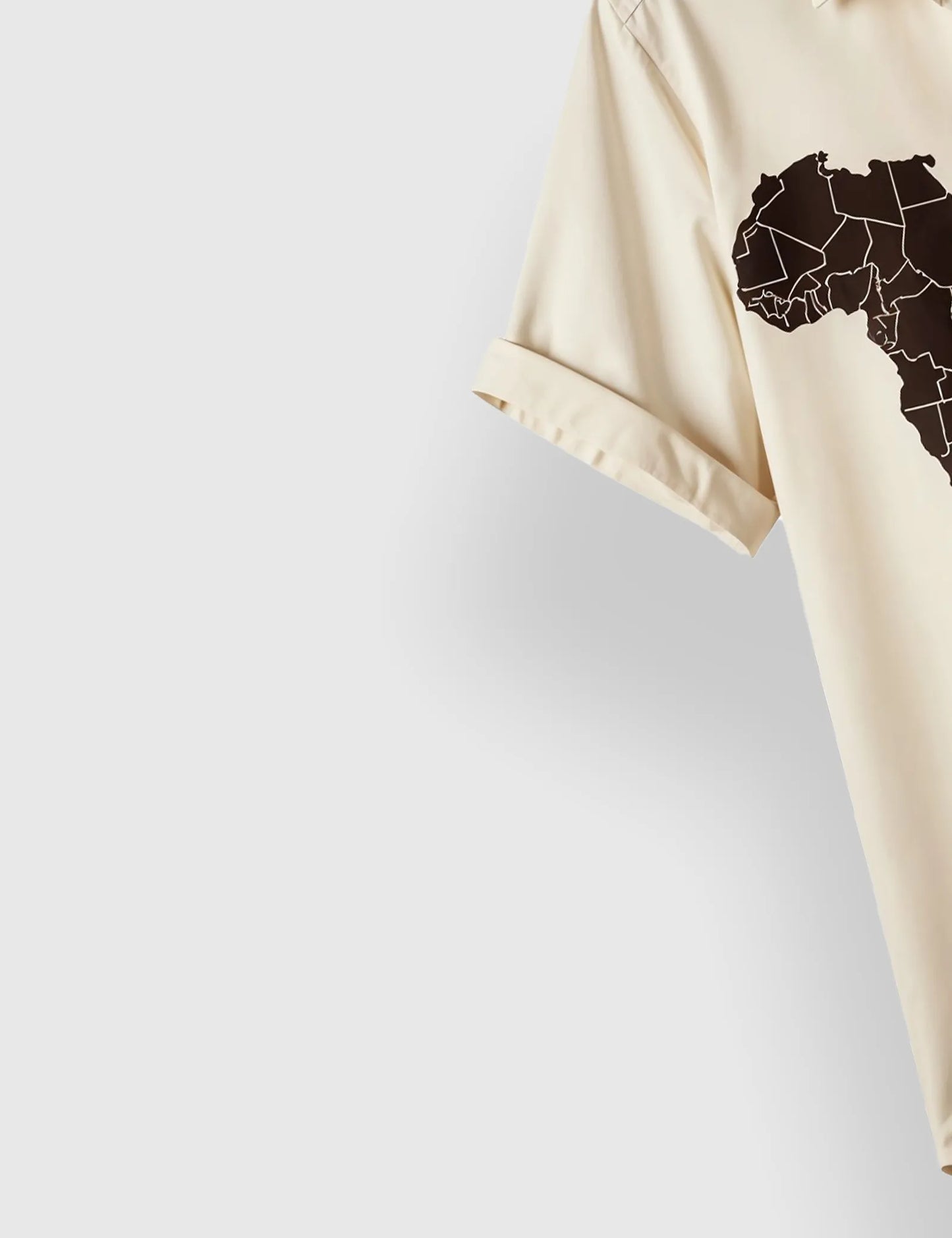 Men's Off White Africa Map Tribal - Printed Half Sleeve Shirt