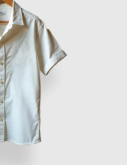 Men's Off White Palm Tree - Printed Half Sleeve Shirt