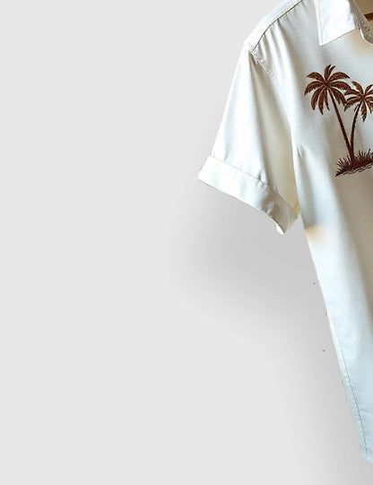 Men's Off White Palm Tree - Printed Half Sleeve Shirt