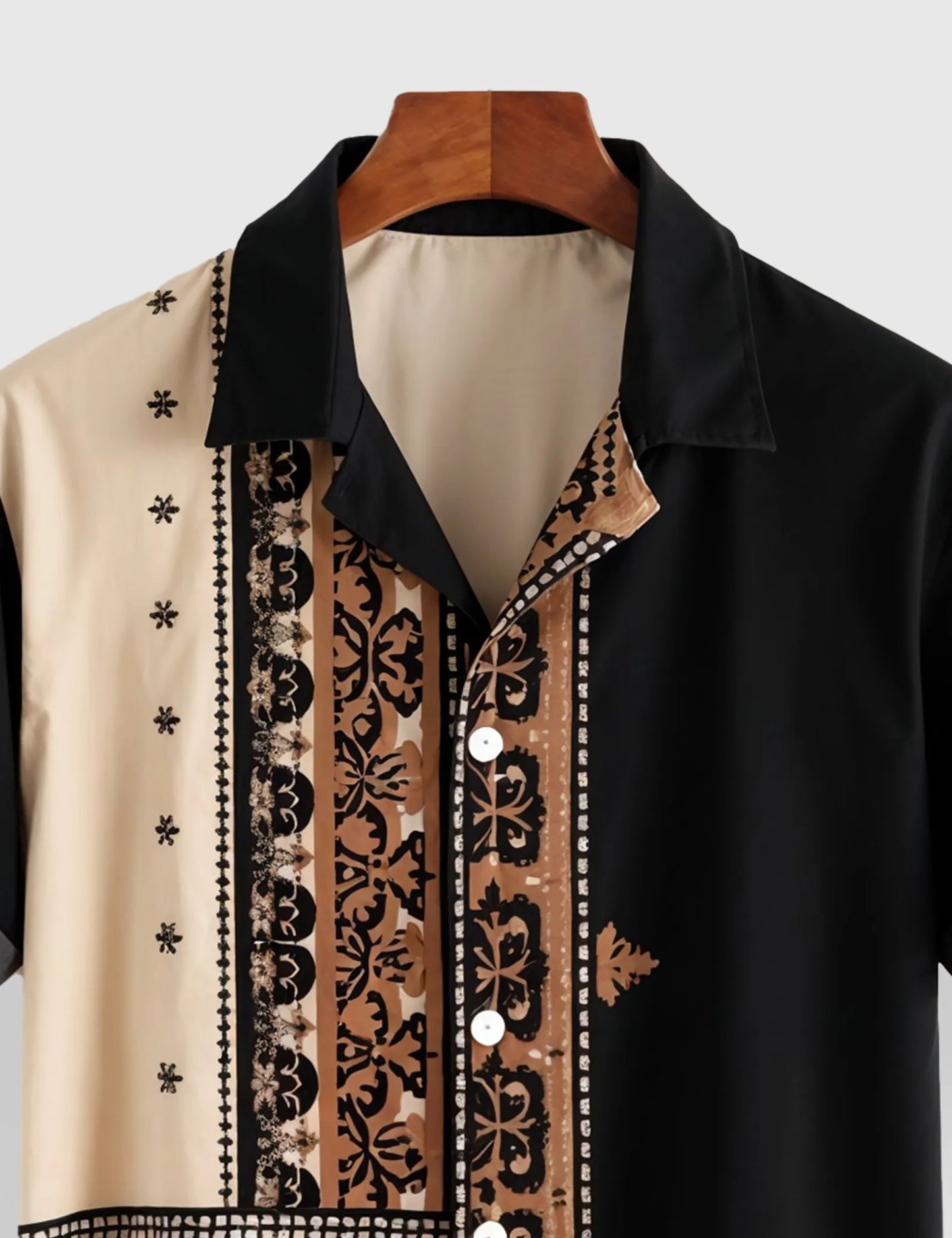 Men's Ornate Tribal Contrast – Printed Half Sleeve Shirt