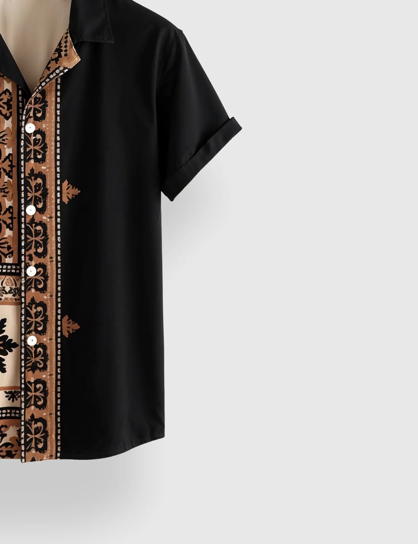 Men's Ornate Tribal Contrast – Printed Half Sleeve Shirt