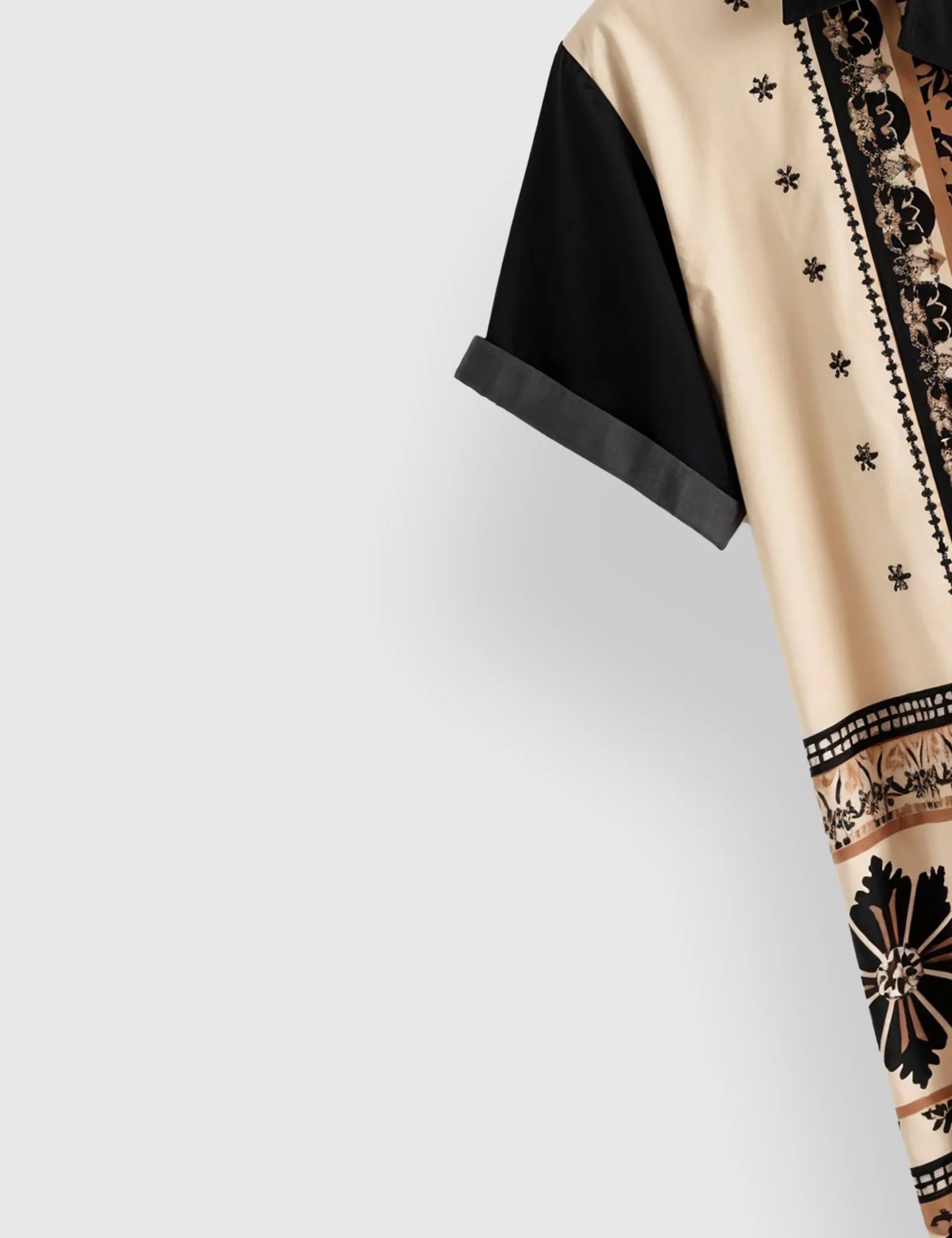 Men's Ornate Tribal Contrast – Printed Half Sleeve Shirt