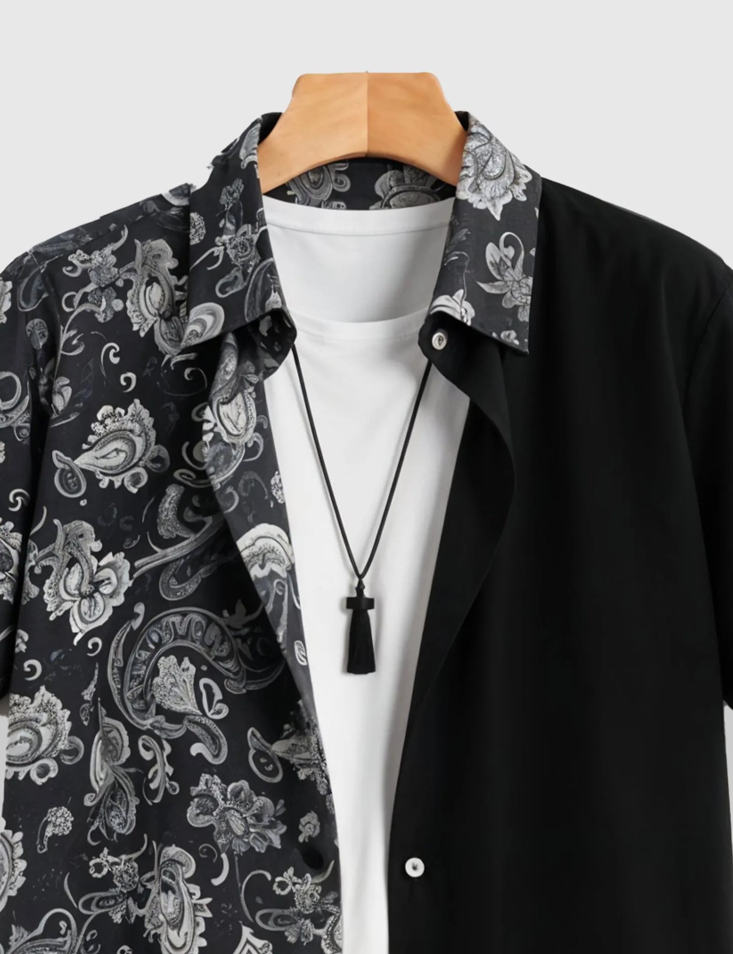 Men's Paisley and Solid Split – Printed Half Sleeve Shirt