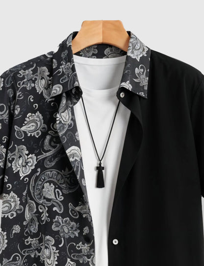 Men's Paisley and Solid Split – Printed Half Sleeve Shirt