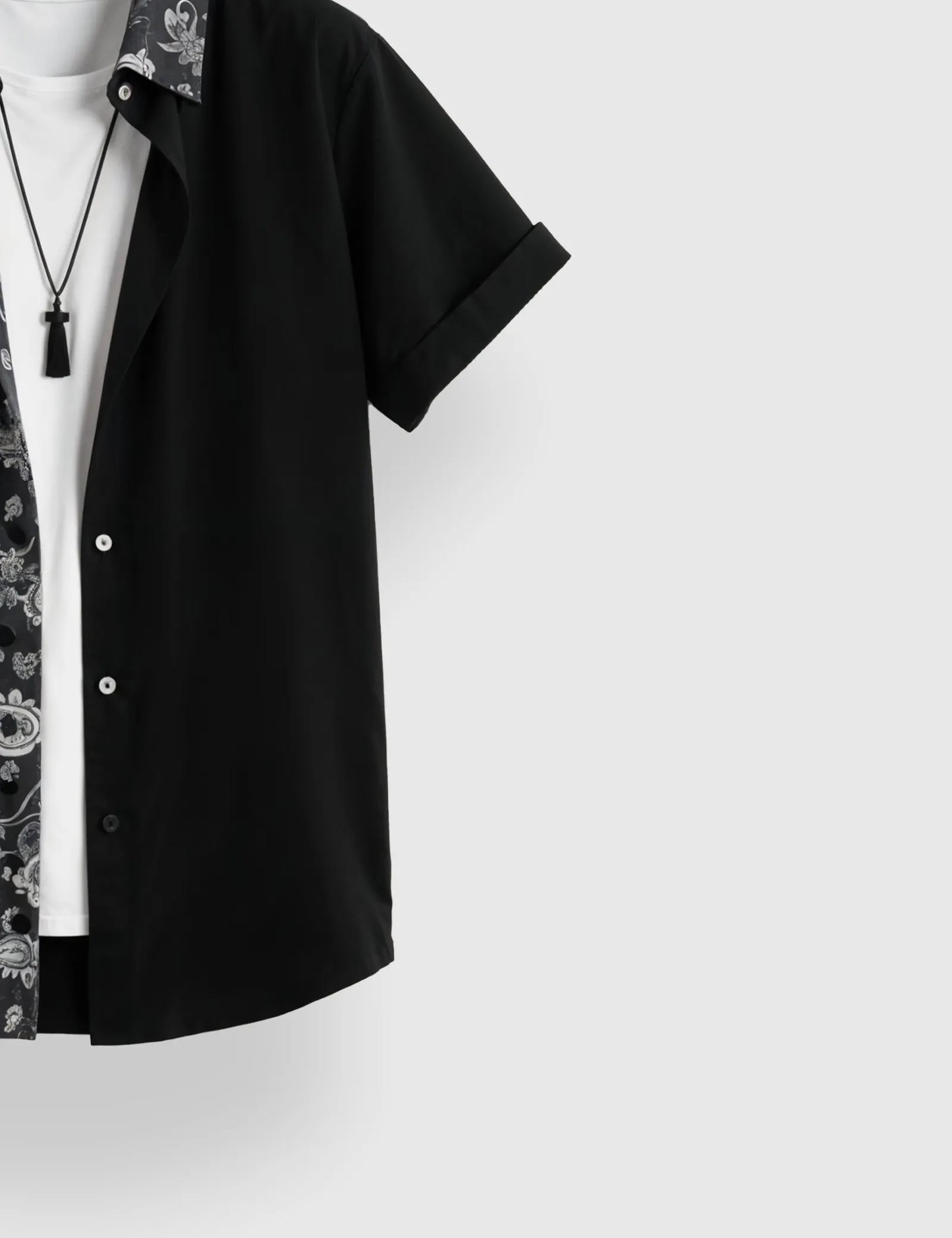 Men's Paisley and Solid Split – Printed Half Sleeve Shirt