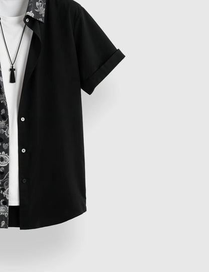 Men's Paisley and Solid Split – Printed Half Sleeve Shirt