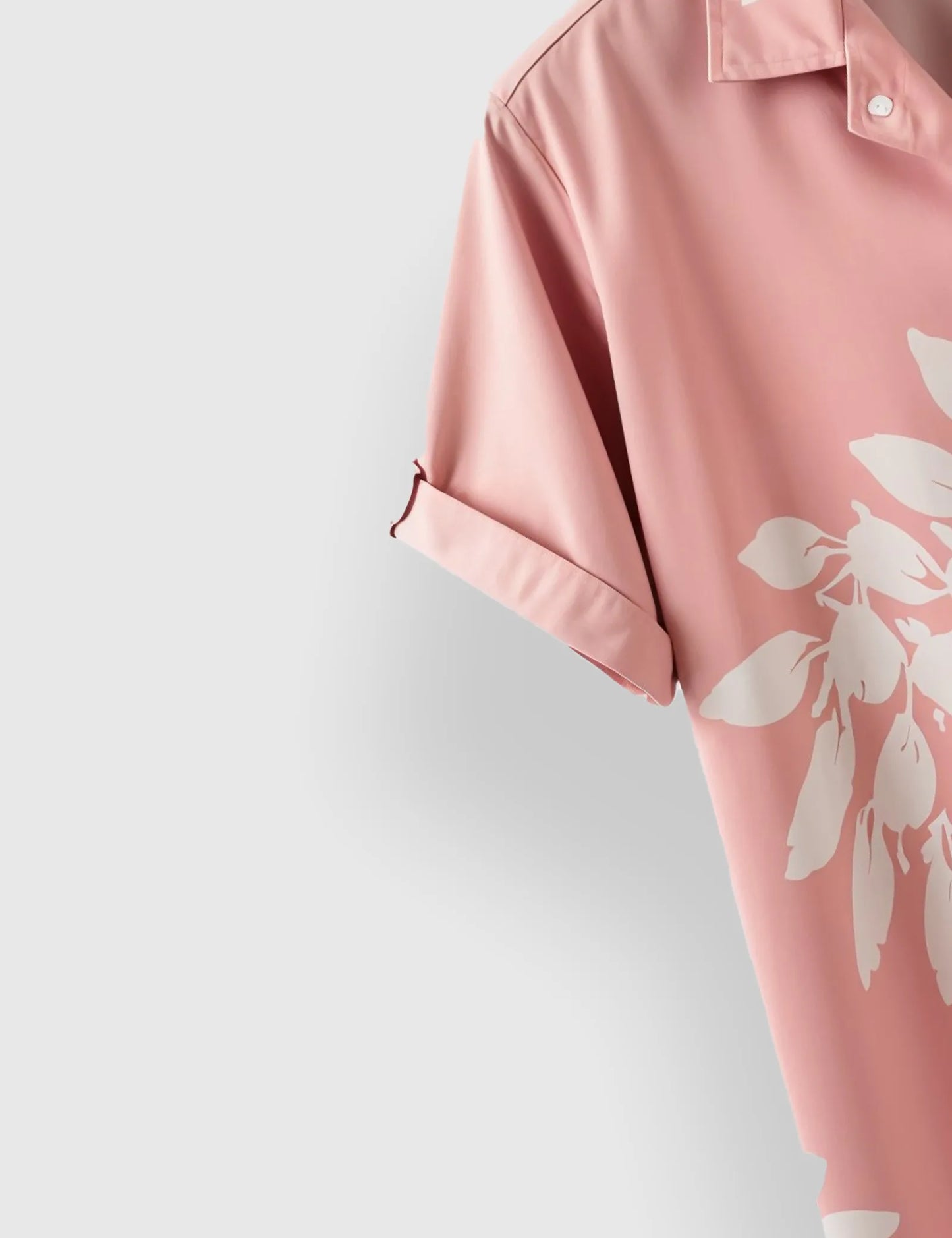 Men's Pink Flower Leaf Print – Printed Half Sleeve Shirt