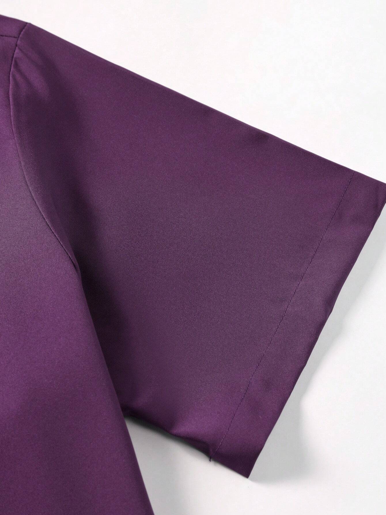 Men's Purple Slim Fit Short Sleeve Casual Shirt