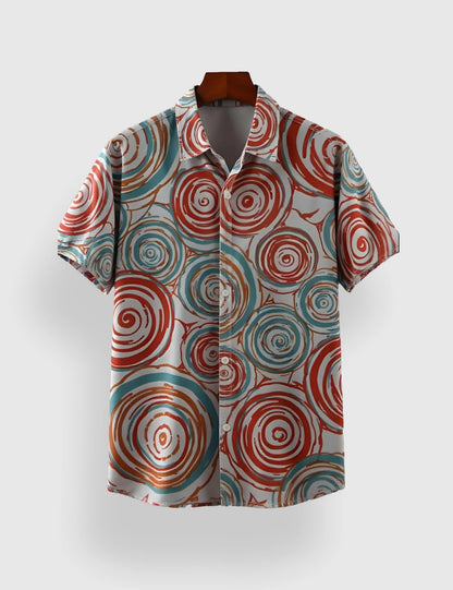 Men's Tribal Abstract Spiral - Printed Half Sleeve Shirt