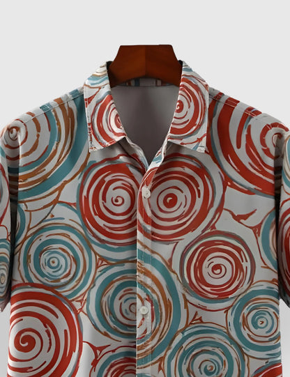Men's Tribal Abstract Spiral - Printed Half Sleeve Shirt