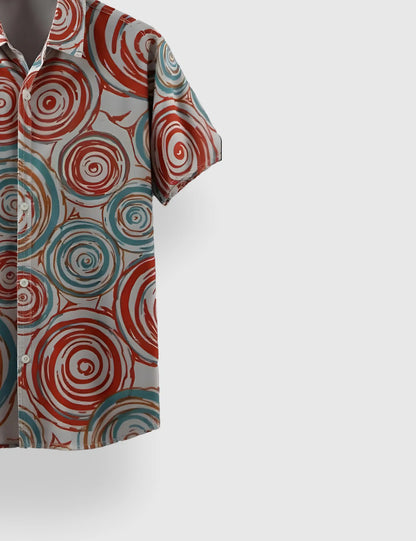 Men's Tribal Abstract Spiral - Printed Half Sleeve Shirt