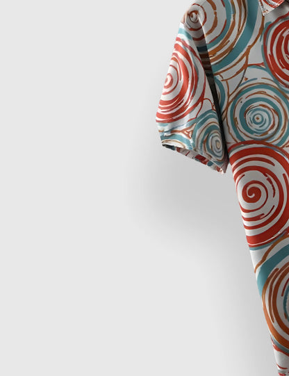 Men's Tribal Abstract Spiral - Printed Half Sleeve Shirt