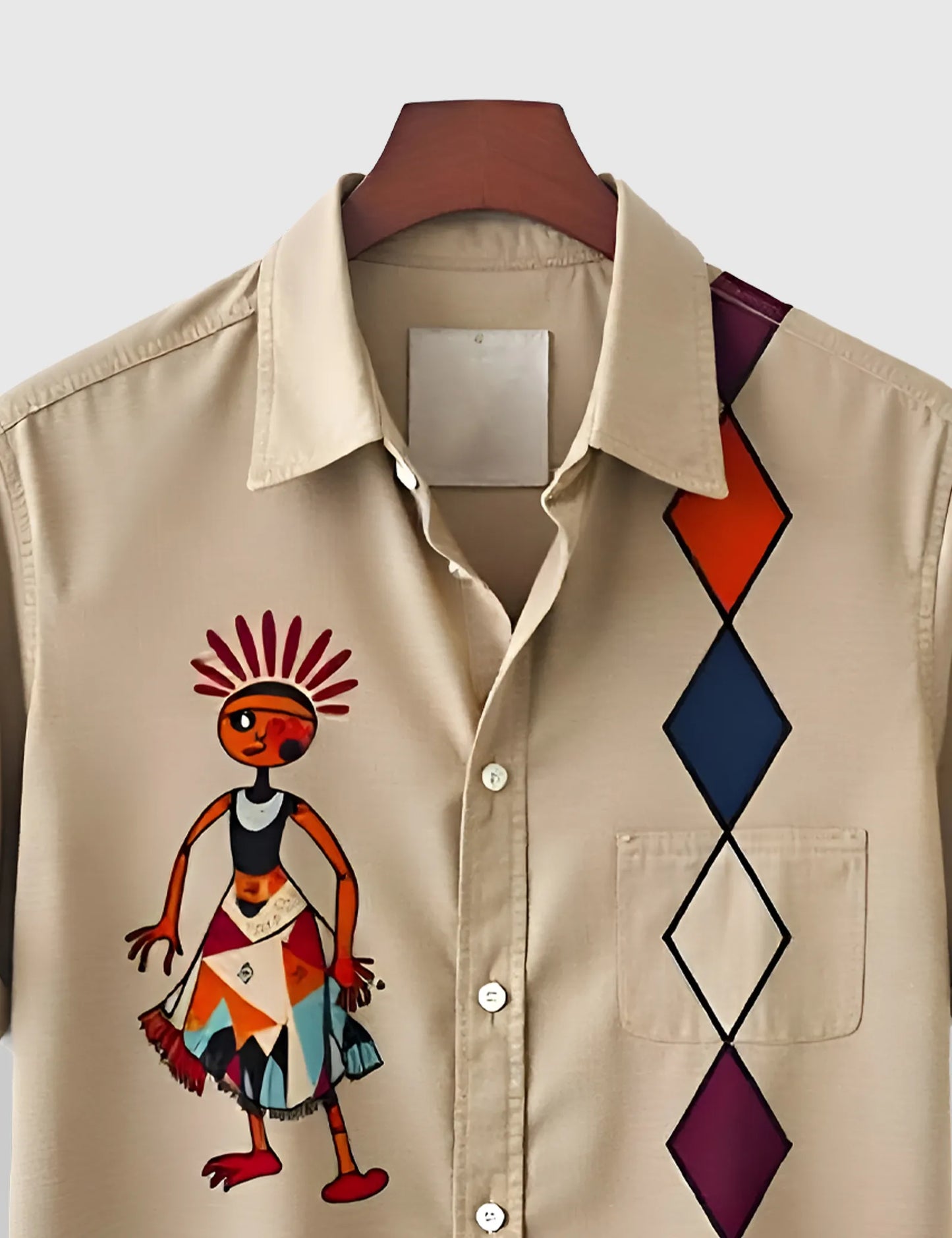 Men's Tribal Dancer Graphic – Printed Half Sleeve Shirt