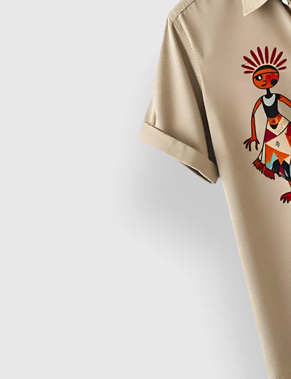 Men's Tribal Dancer Graphic – Printed Half Sleeve Shirt