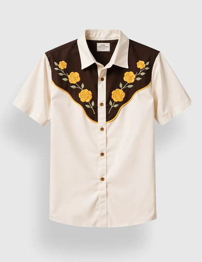 Men's Western Floral Embroidered – Printed Half Sleeve Shirt