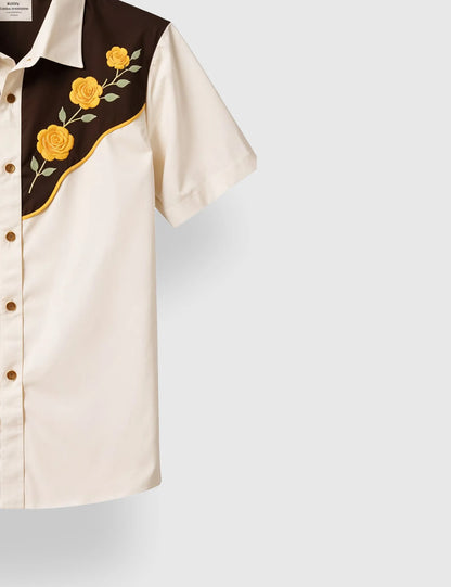 Men's Western Floral Embroidered – Printed Half Sleeve Shirt