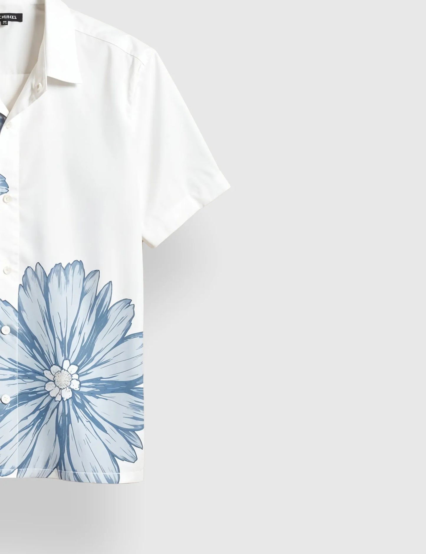 Men's White & Blue Casual Flower - Printed Half Sleeve Shirt