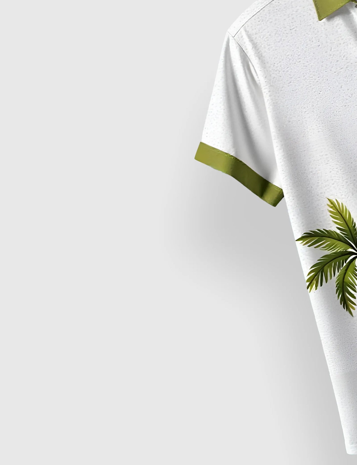 Men's White & Green Palm Tree- Printed Half Sleeve Shirt