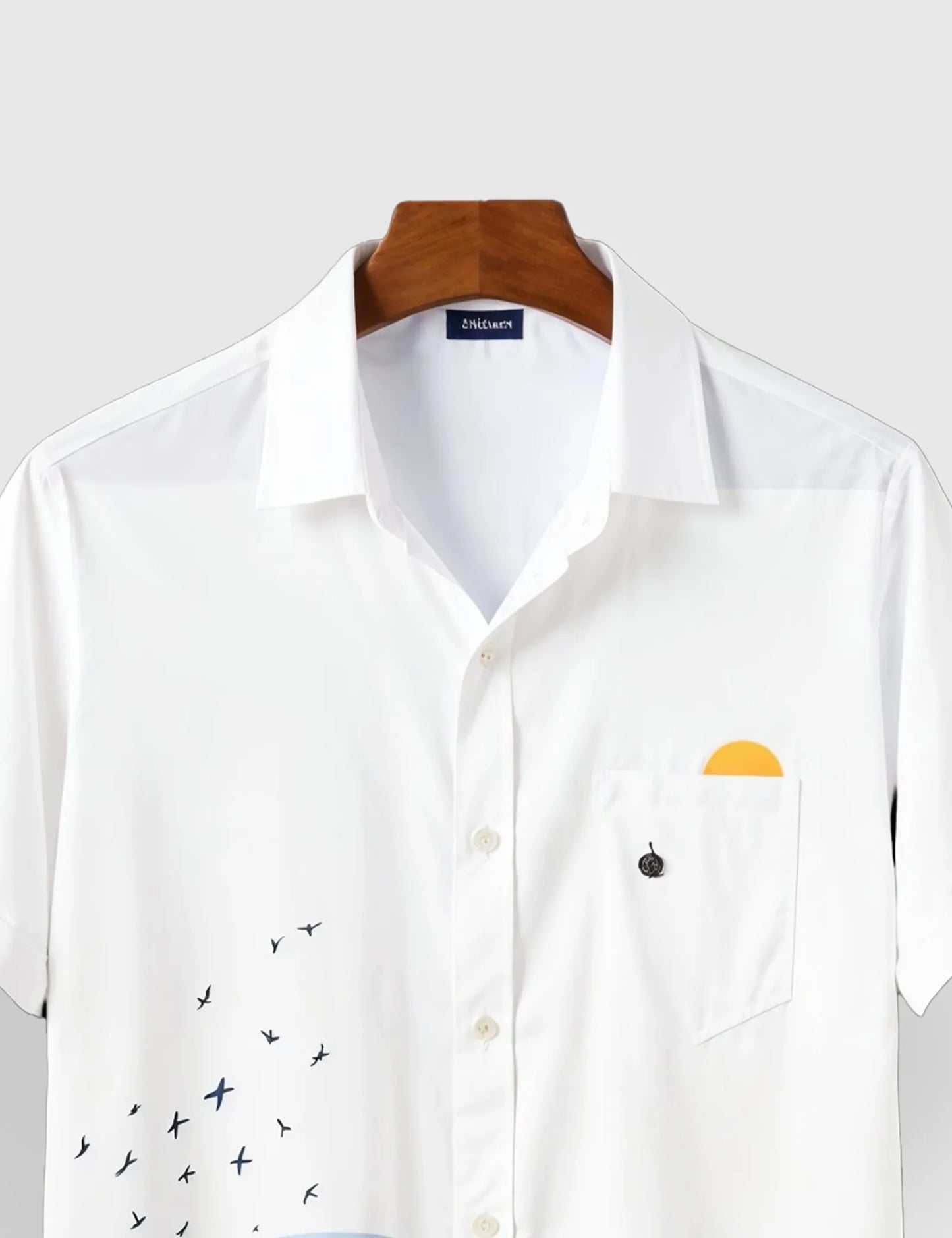 Men's White Ocean Wave Coastal Vibes - Printed Half Sleeve Shirt