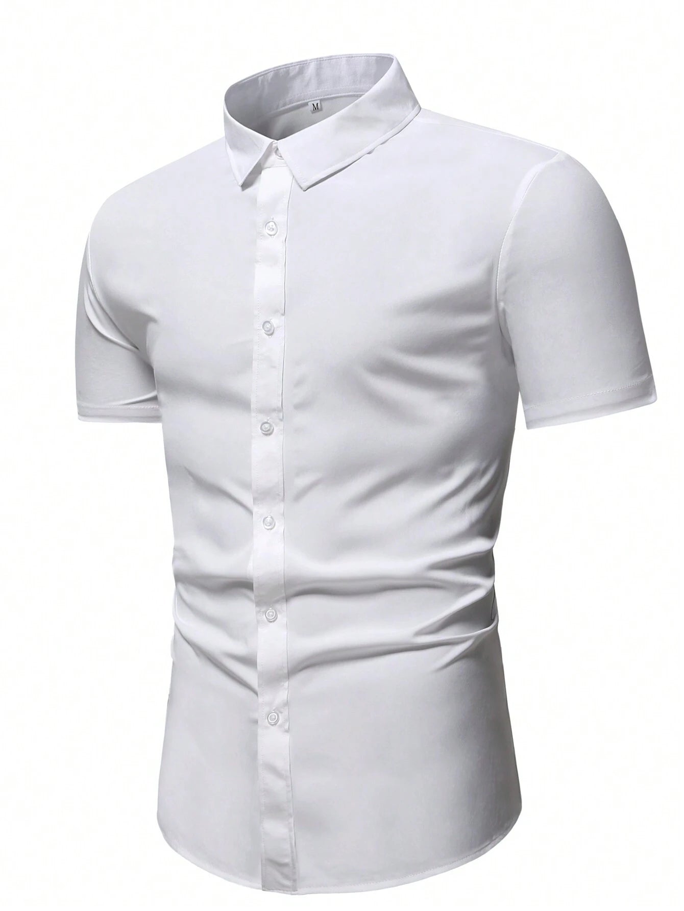 Men's White Slim Fit Short Sleeve Casual Shirt