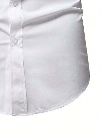 Men's White Slim Fit Short Sleeve Casual Shirt