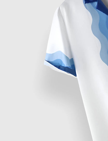 Men's White Waves & Palms – Printed Half Sleeve Shirt