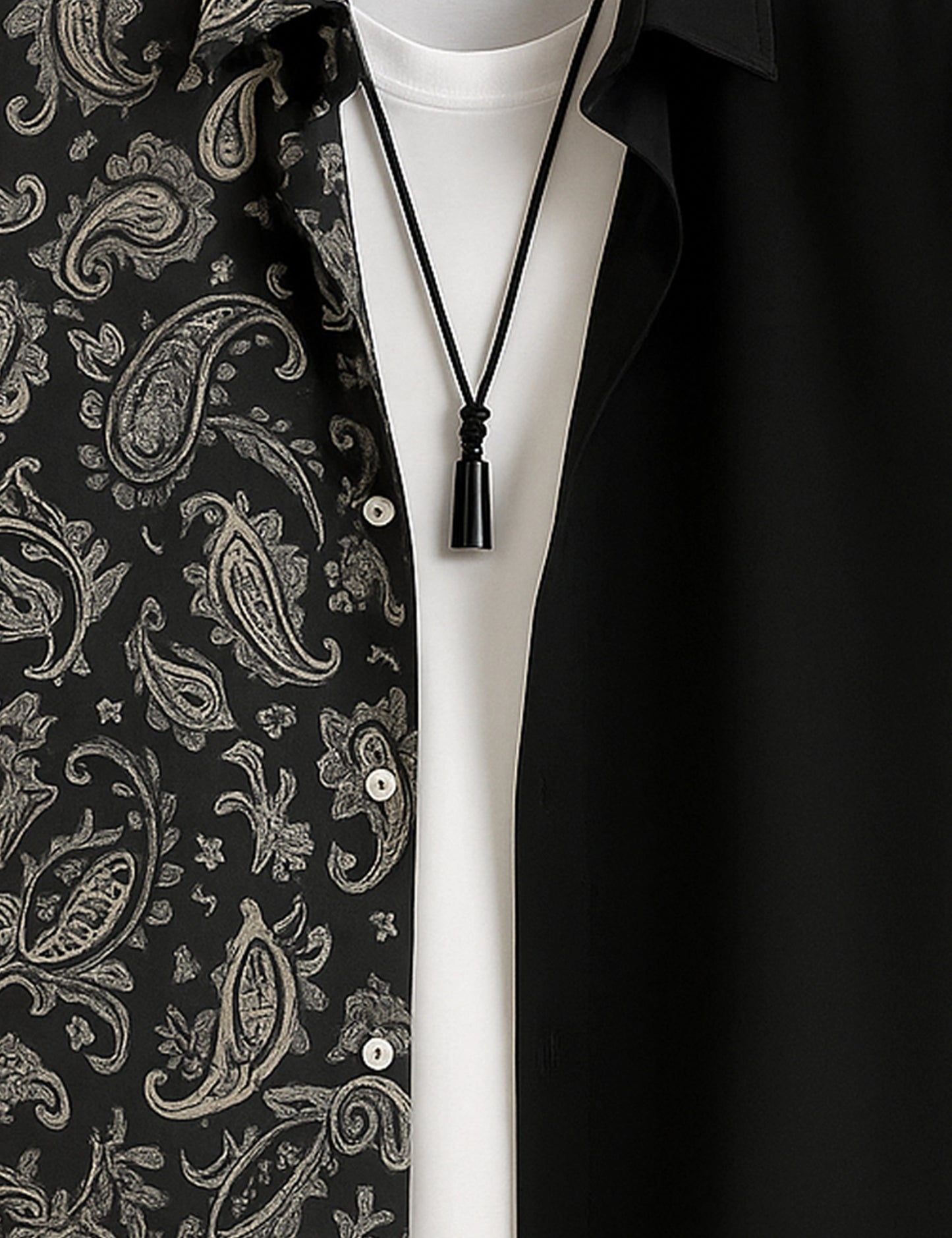 Men's Paisley and Solid Split – Printed Half Sleeve Shirt - XPST