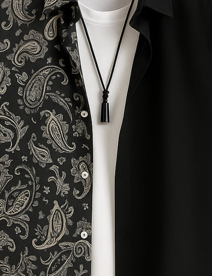 Men's Paisley and Solid Split – Printed Half Sleeve Shirt - XPST
