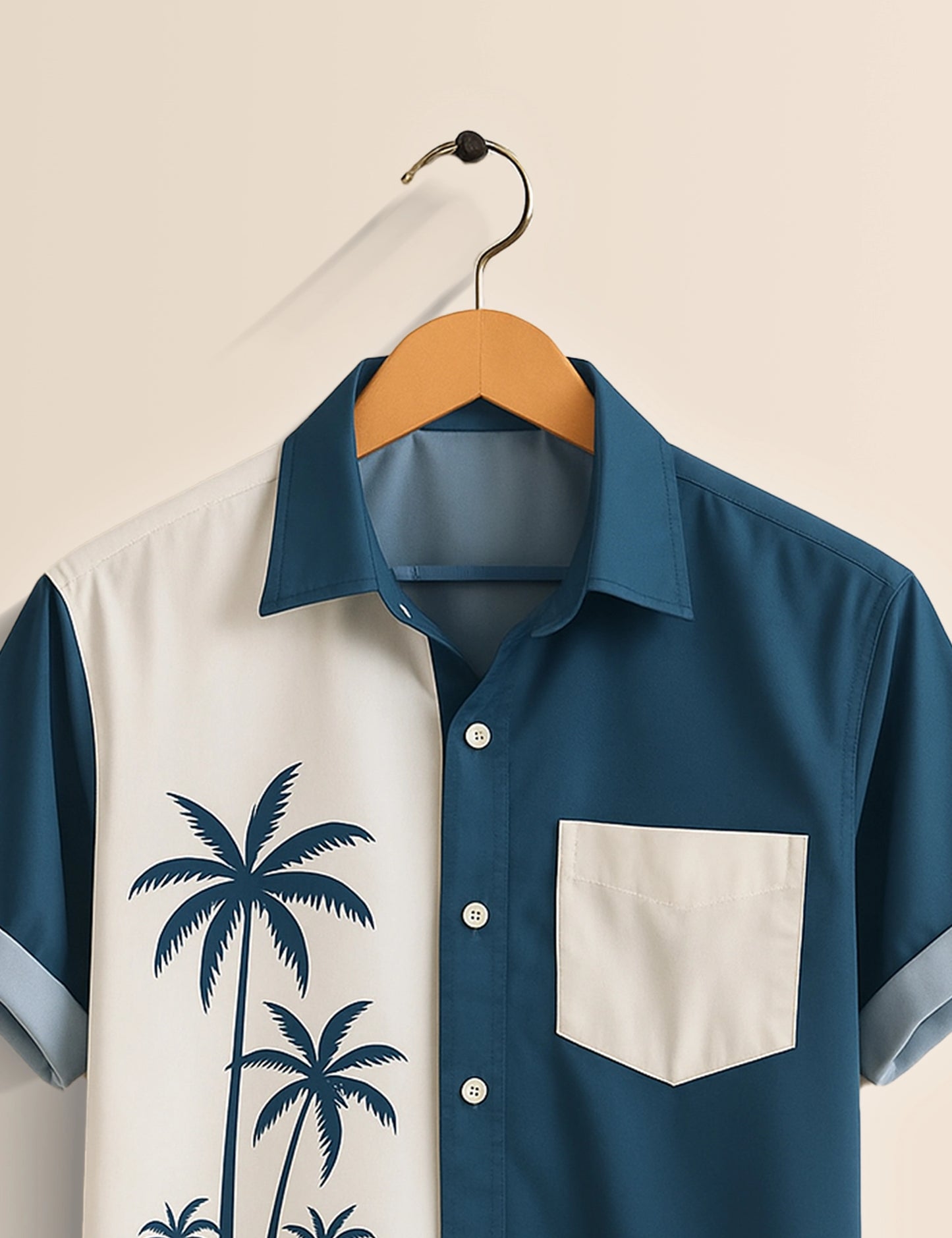 Men's Light Blue Palm Tree – Printed Half Sleeve Shirt - XPST