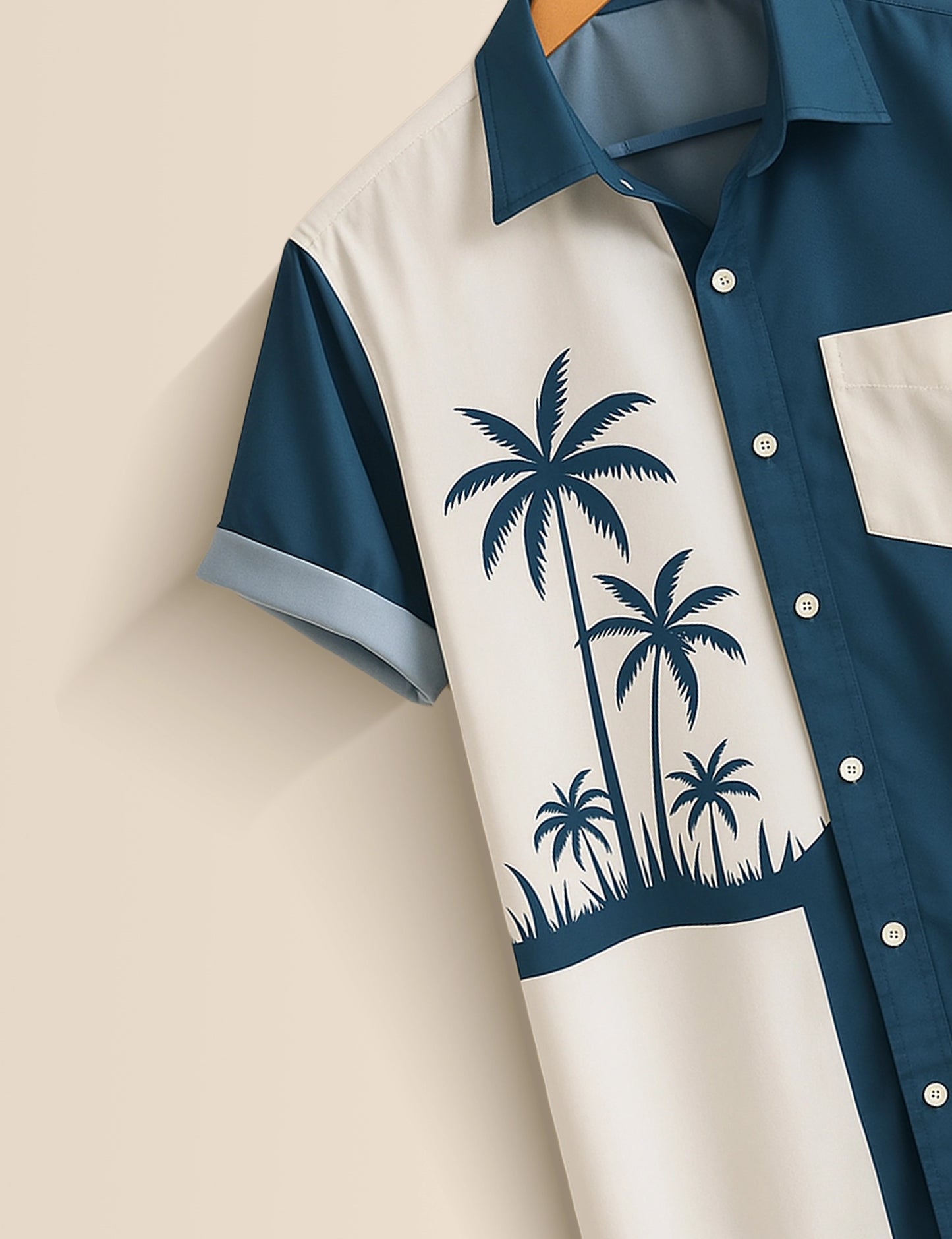 Men's Light Blue Palm Tree – Printed Half Sleeve Shirt - XPST