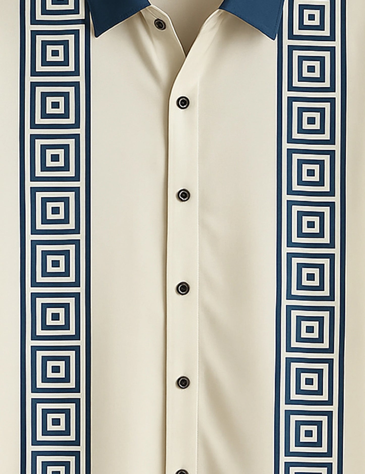 Men's Navy Geometric Stripe – Printed Half Sleeve Shirt - XPST