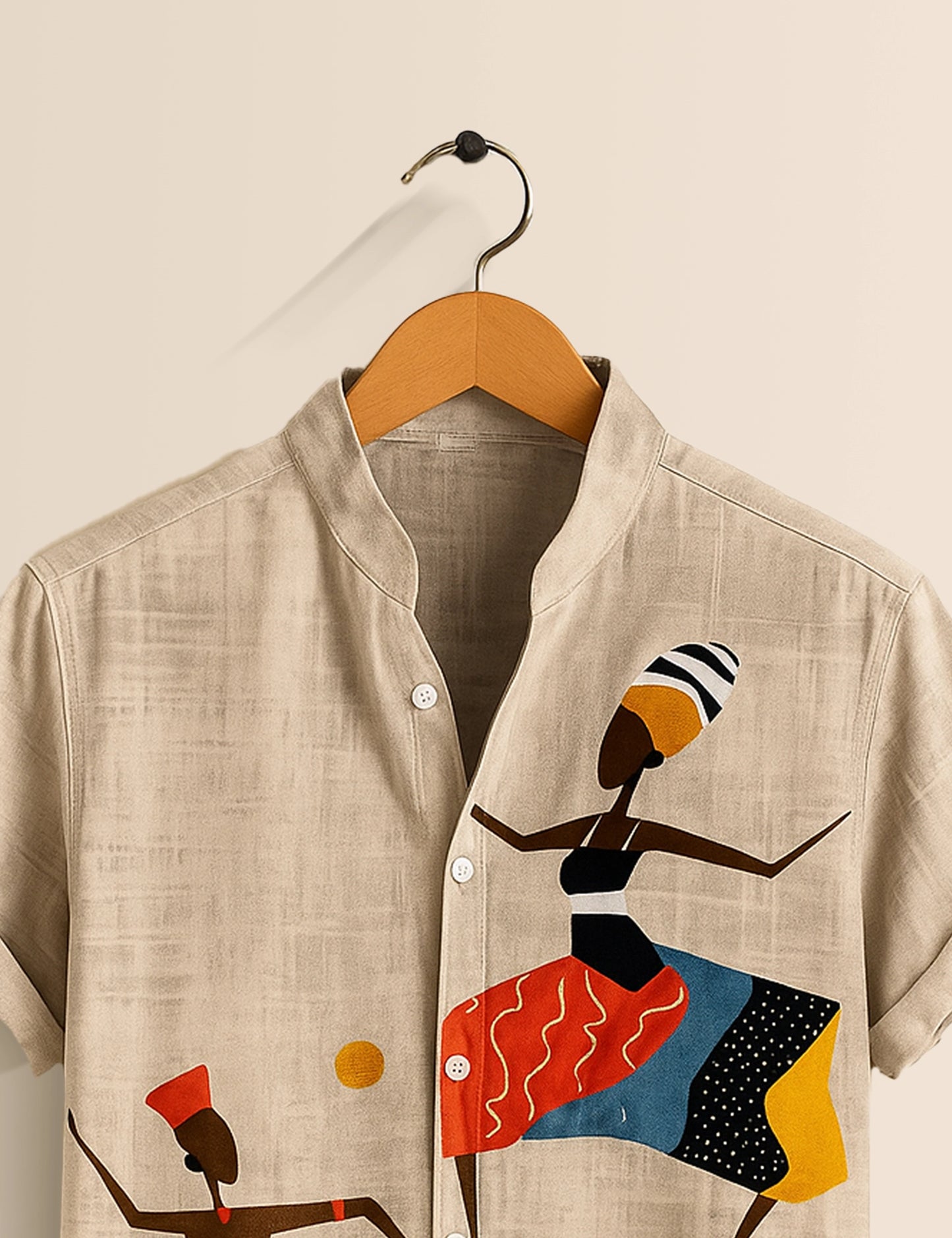 Men's Khaki Ethnic Dancer Graphic - Printed Half Sleeve Shirt - XPST