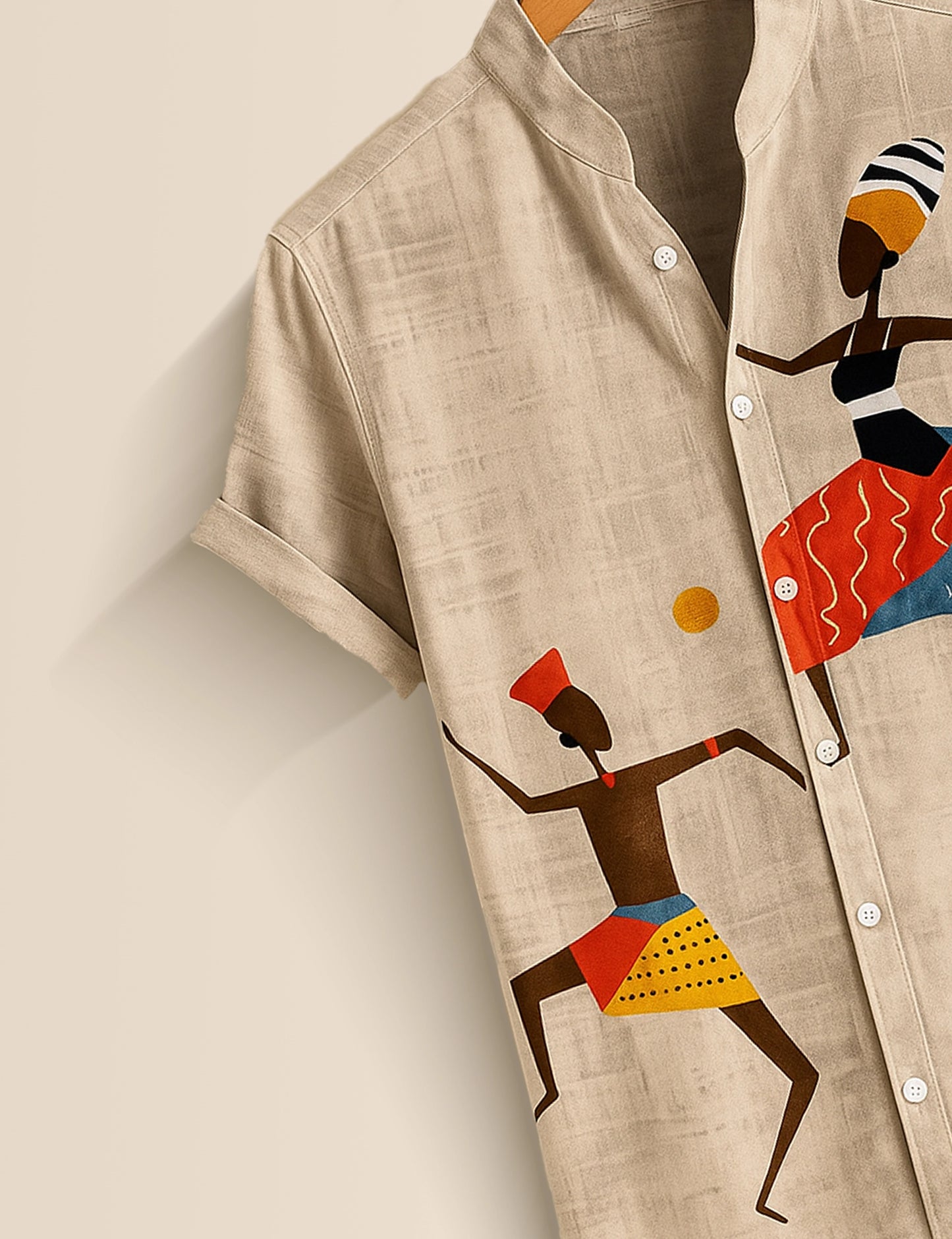 Men's Khaki Ethnic Dancer Graphic - Printed Half Sleeve Shirt - XPST