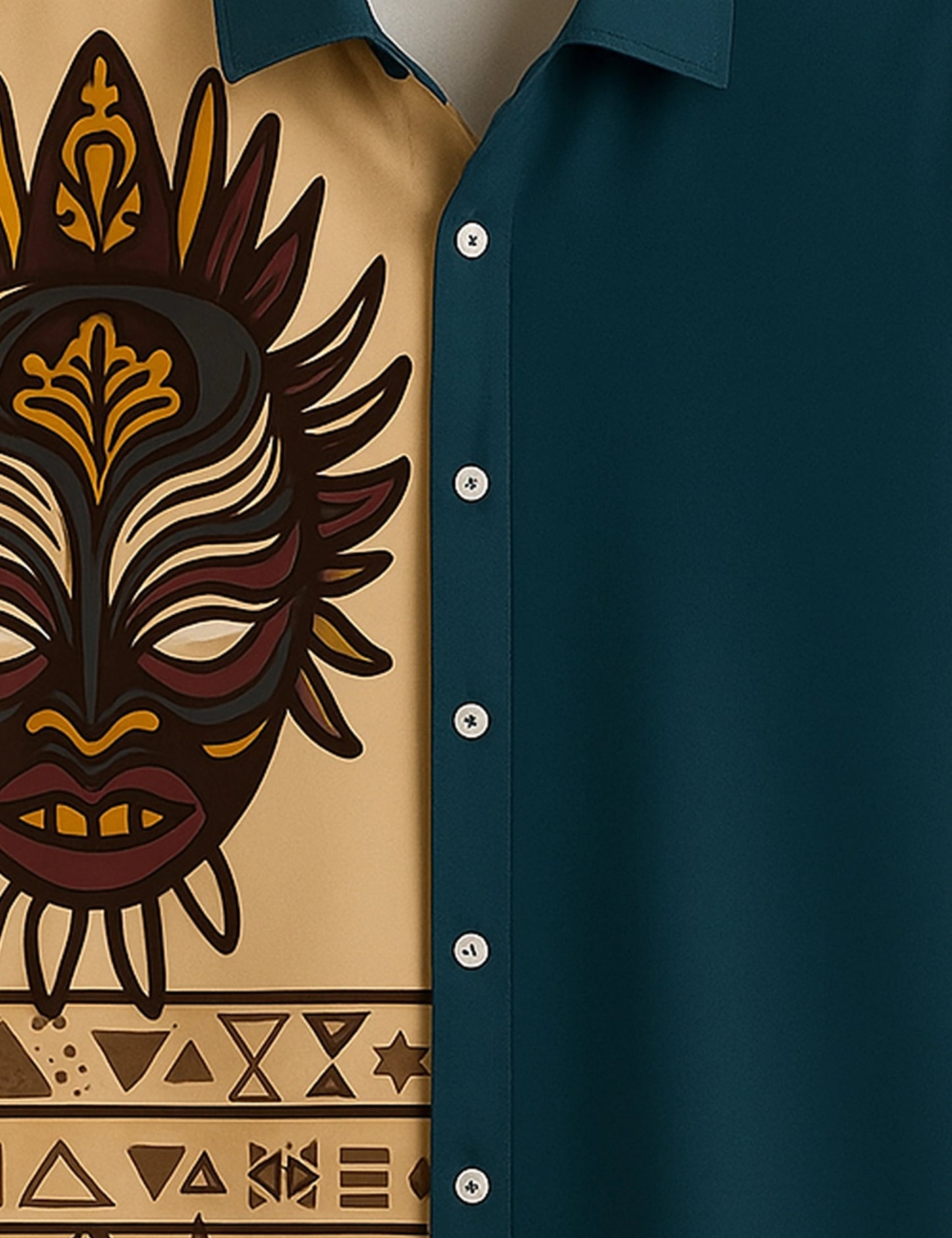 Men's Tribal Mask Graphic – Printed Half Sleeve Shirt - XPST